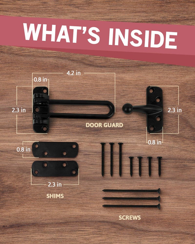 JD Jack N'Drill Jack Nâ€™ Drill Swing Bar Door Lock Durable Door Guard for Back & Front Doors, Childproof Door Security Made from Reinforced Diecast Metal for Home Security (Black, 2 Pack) - Image 2